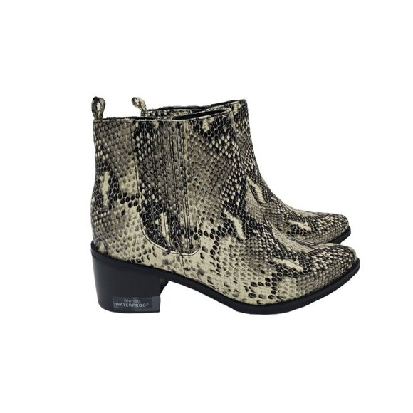 Blondo 7.5 Elvina Waterproof Leather Bootie Snakeskin Print - Picture 4 of 15